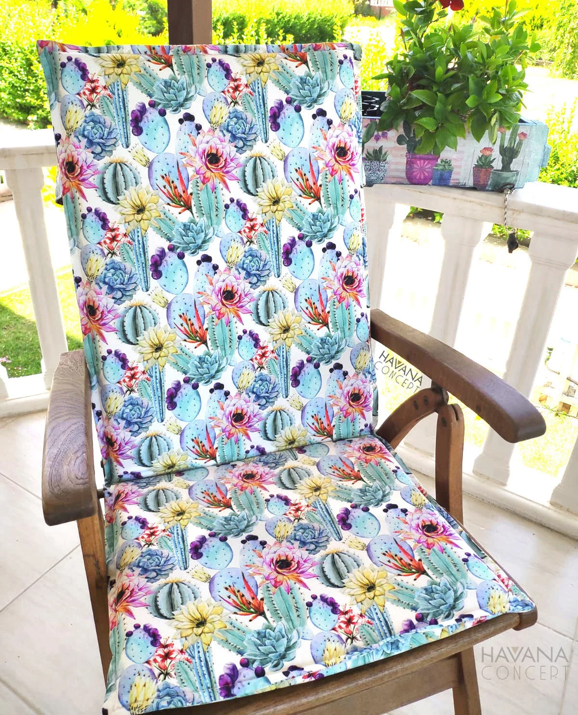 Floral Cactus Print Upholstery Fabric by the Yard