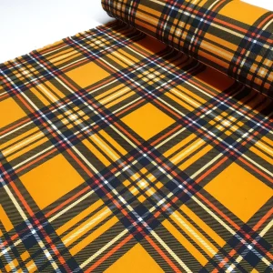 Orange Plaid Tartan Fabric