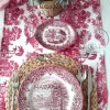 Maroon Indian Toile de Jouy Fabric