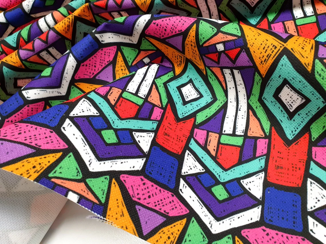 Boho Tribal Aztec Fabric - Colorful Ornamental