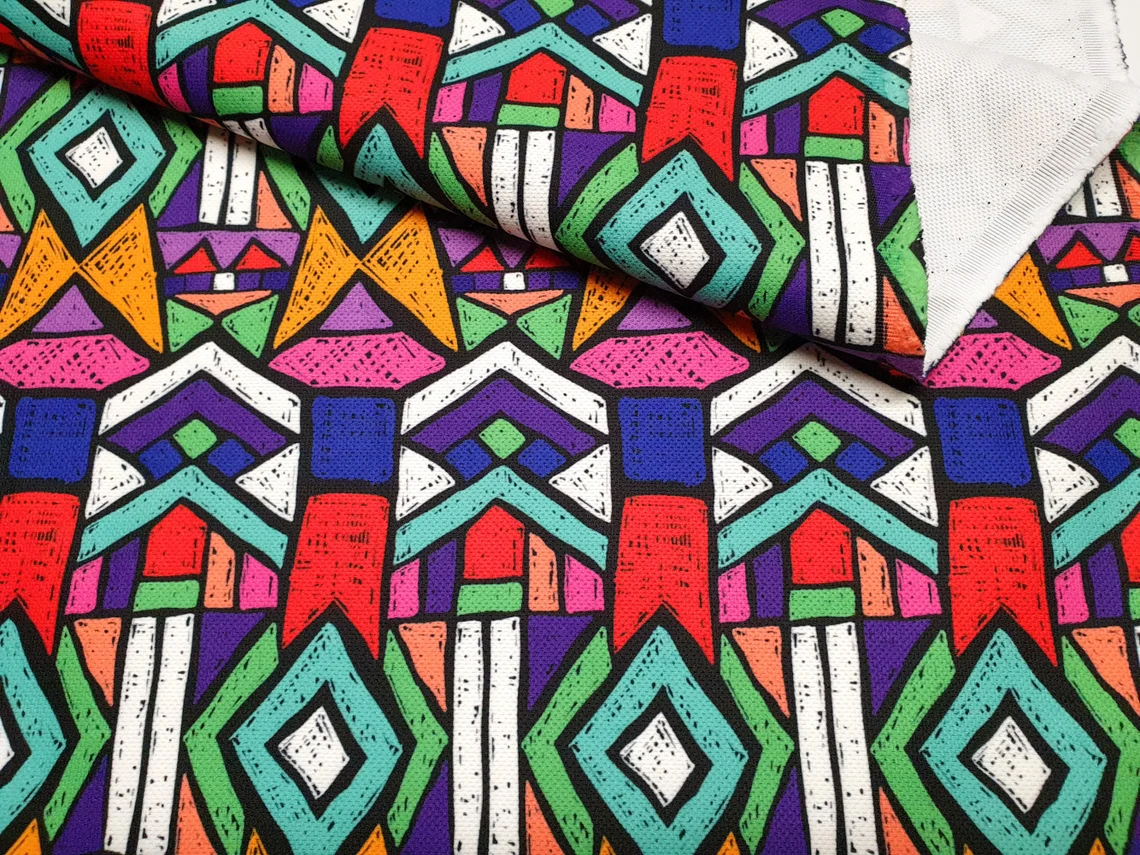 Boho Tribal Aztec Fabric - Colorful Ornamental