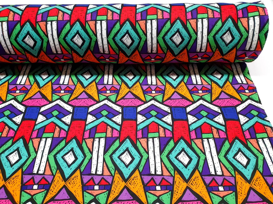 Boho Tribal Aztec Fabric - Colorful Ornamental