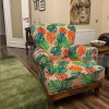 Orange Green Monstera Leaves Fabric by the Yard