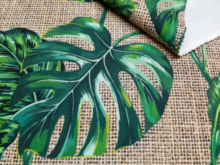 Green Monstera Leaves Fabric