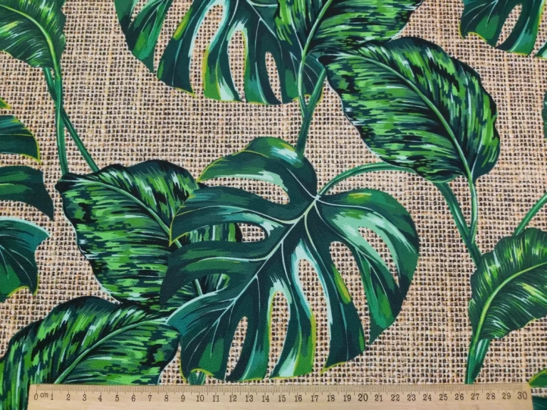 Green Monstera Leaves Fabric