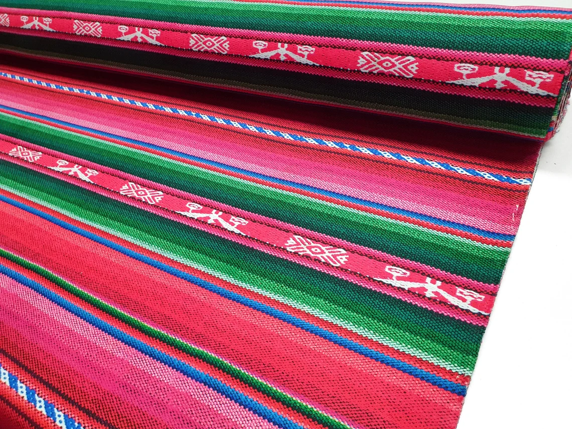 Pink Anatolian Kilim Upholstery Fabric