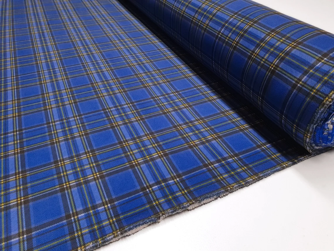 Royal Blue Plaid Fabric