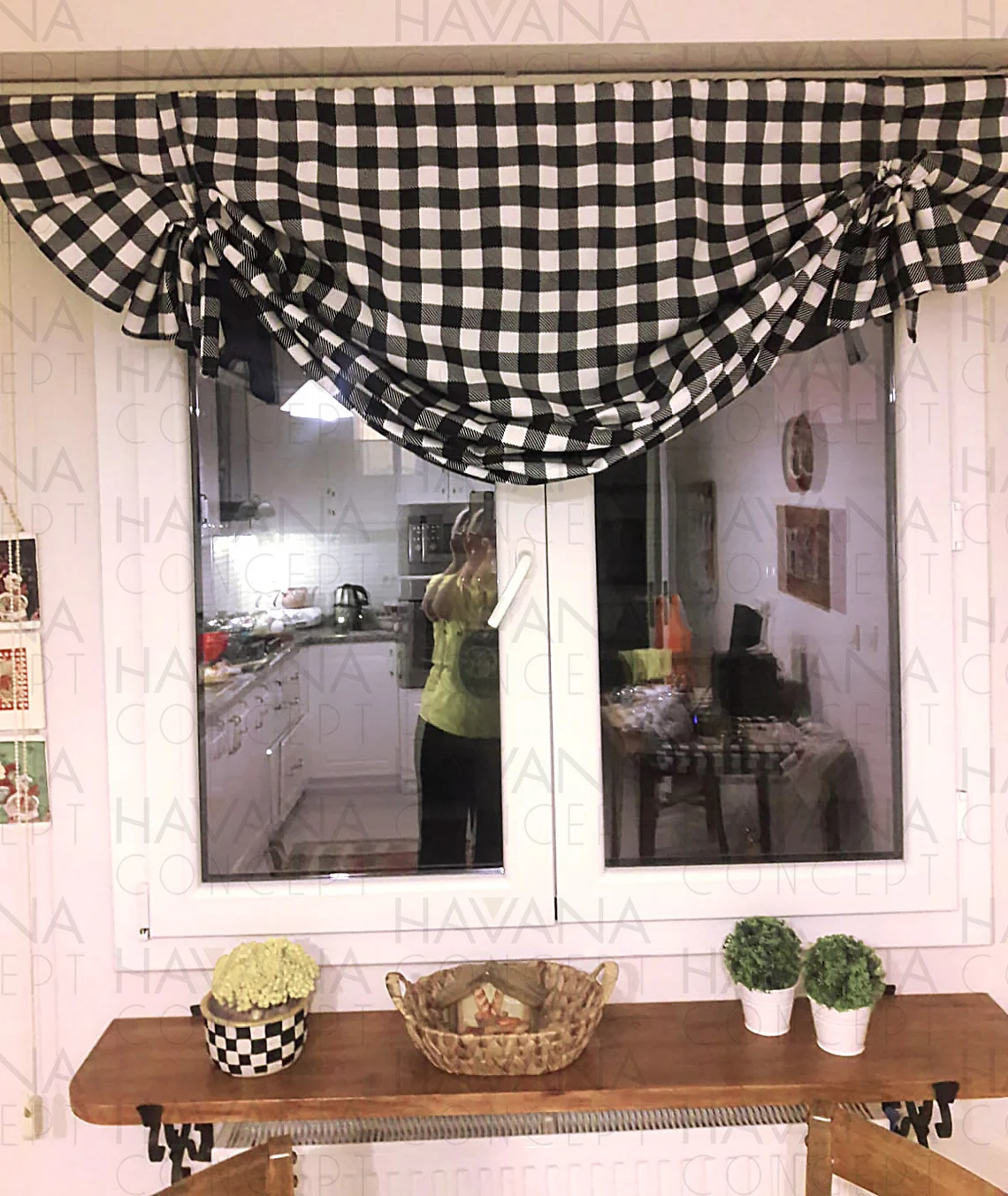 Black White Gingham Fabric