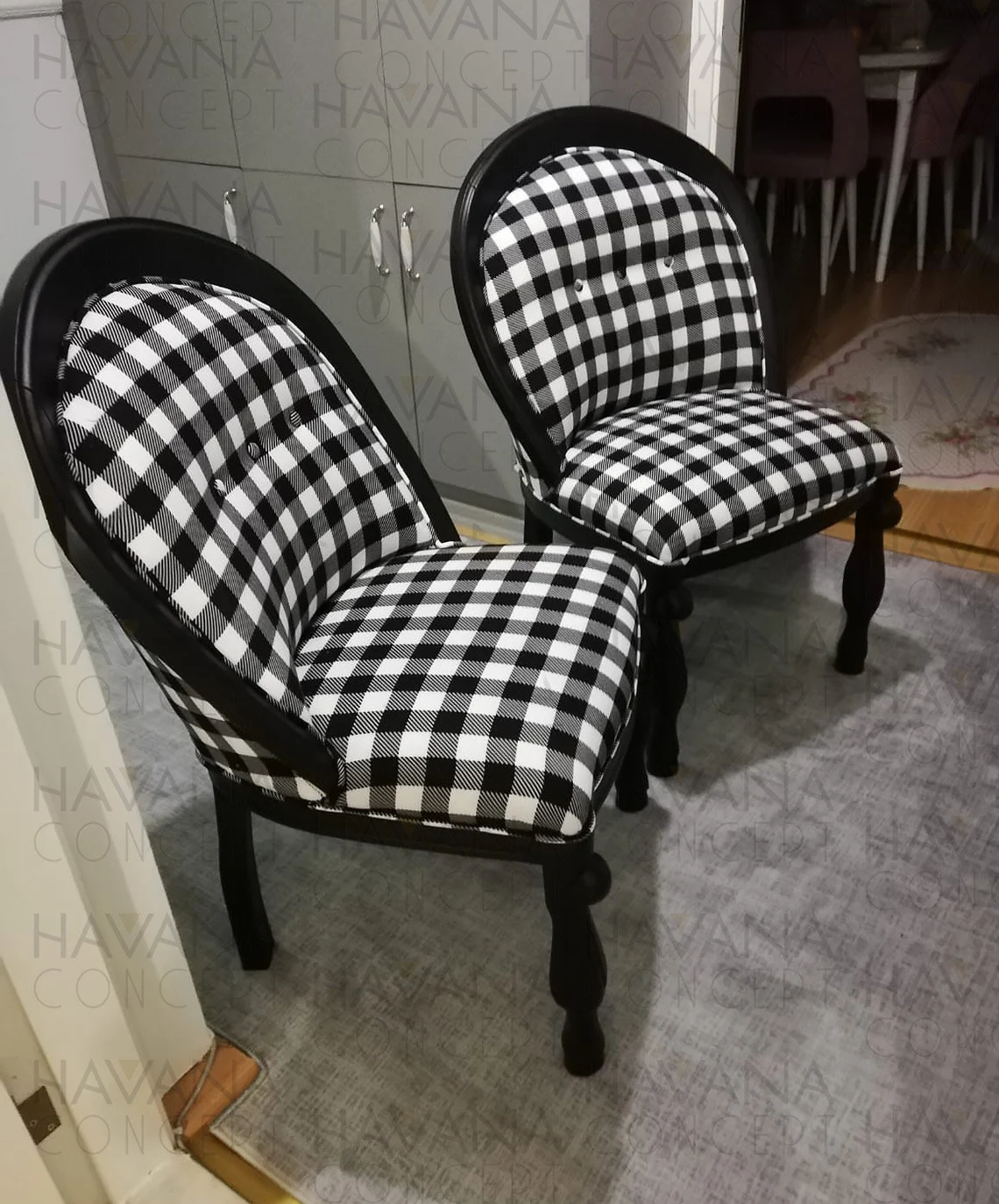 Black White Gingham Fabric