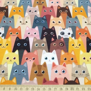 Colorful Packed Cats Fabric