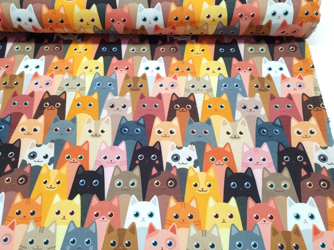 Packed Cats Fabric by the Yard