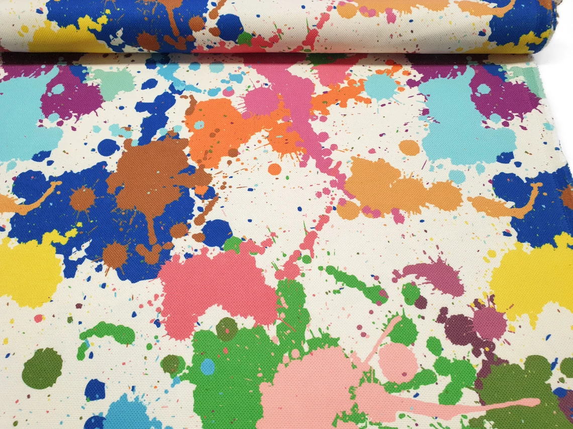 Bohemian Rainbow Splatter Fabric by the Yard
