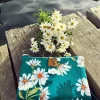 Daisy Flowers Fabric by the Yard - Petrol Green and White Floral Print Fabric for Chair, Sofa Upholstery Fabric, Home Decor, Curtain Fabric