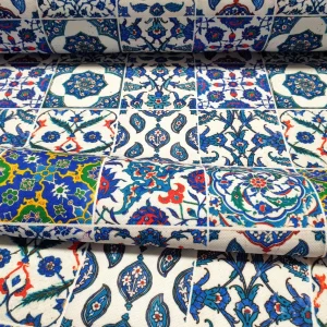 Turkish Blue Ceramic Tiles Fabric