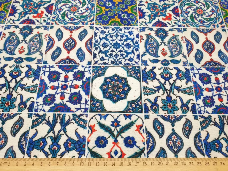 Turkish Blue Ceramic Tiles Fabric