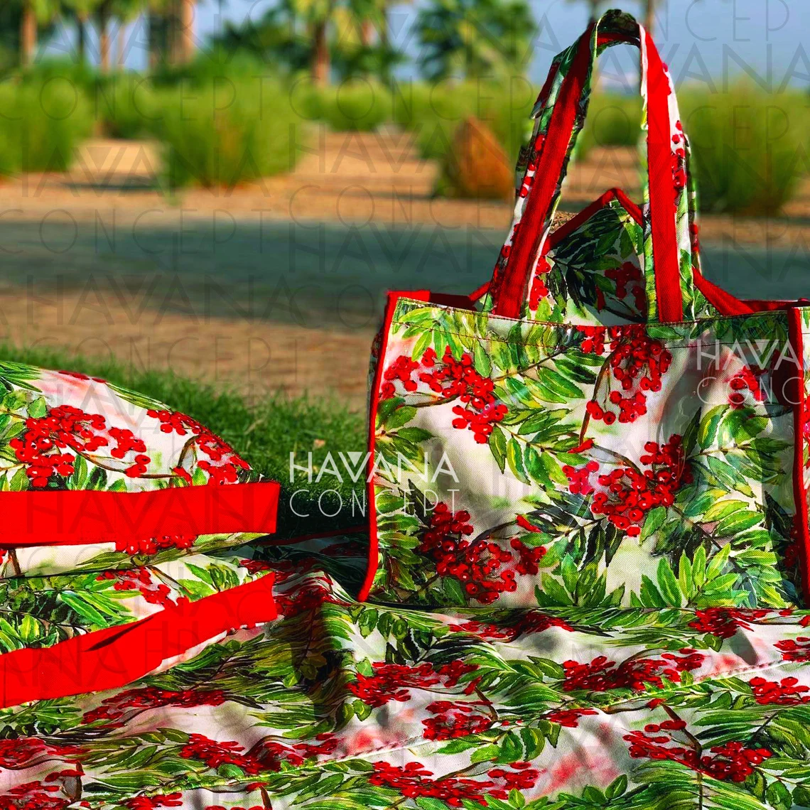 Christmas Holly Berry Fabric - Watercolor Holly Leaves