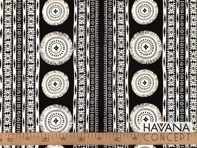 White Beige Mandala Print Fabric