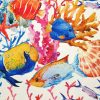 Marine Exotic Fish Starfish and Coral Reef Print Fabric | Chair Upholstery | Home Decor, Curtain, Tablecloth