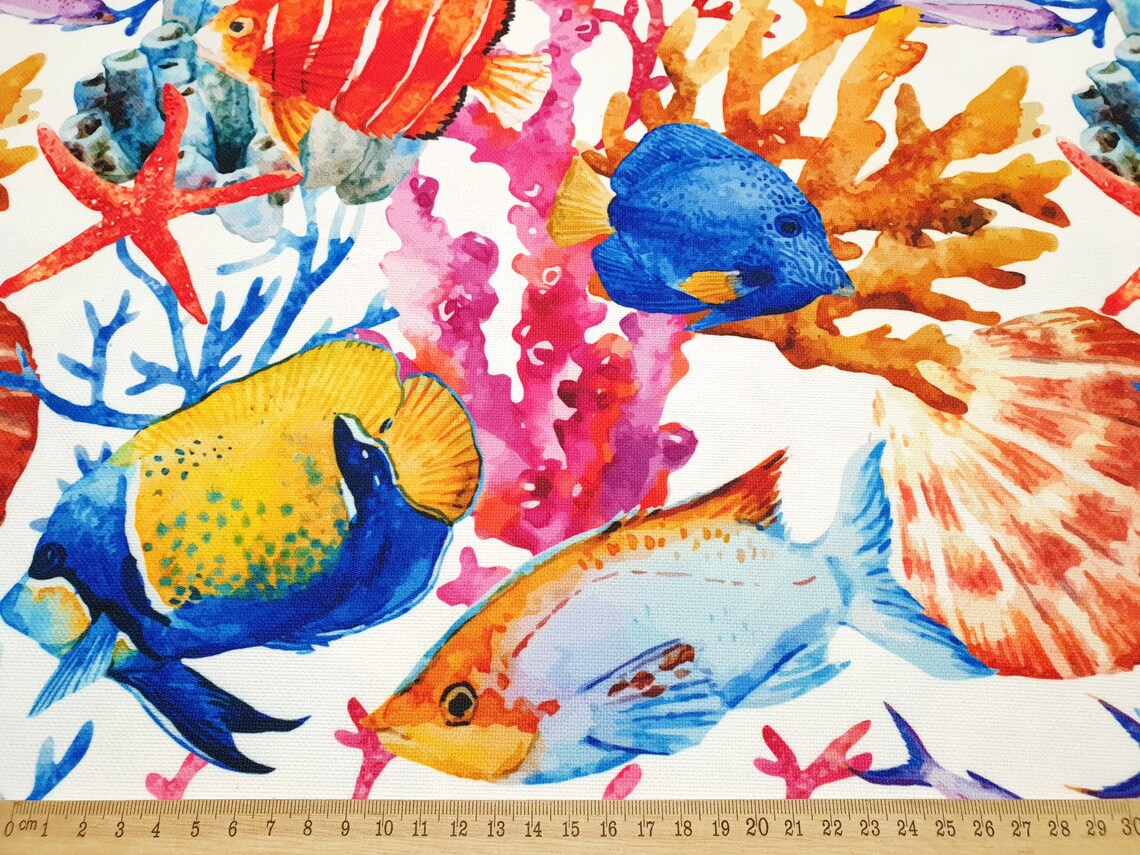 Coral Reefs and Fishes Fabric