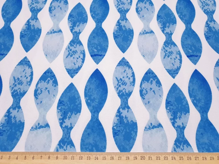 Blue White Wavy Stripes Fabric