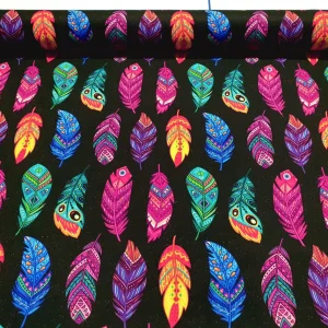 Boho Tribal Feathers Fabric by the Yard