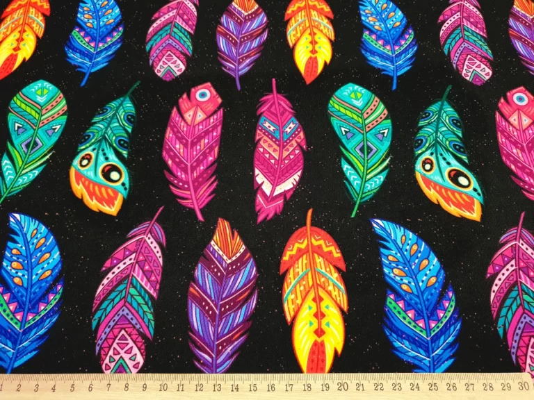 Boho Tribal Feathers Fabric
