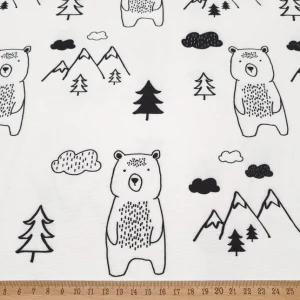 Bear and Trees Woodland Fabric