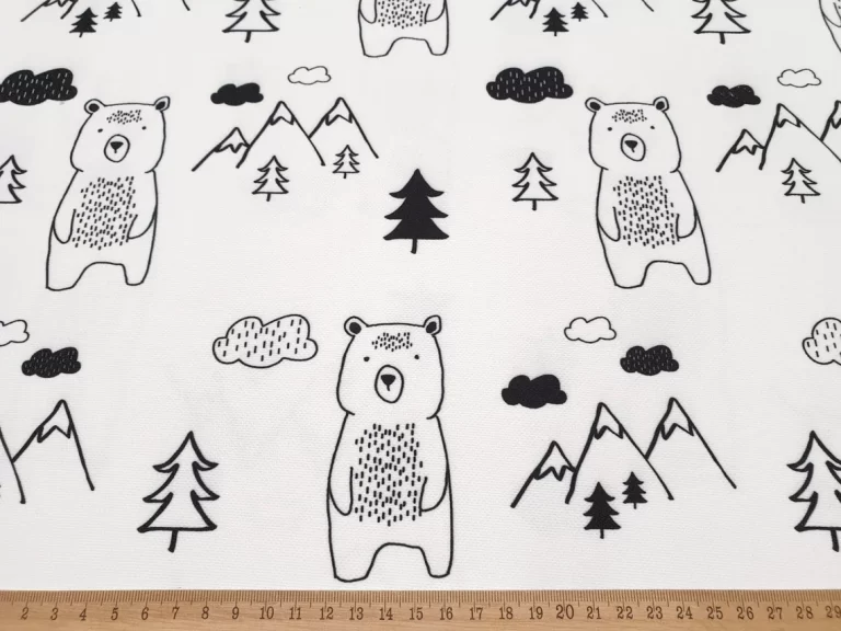 Bear and Trees Woodland Fabric