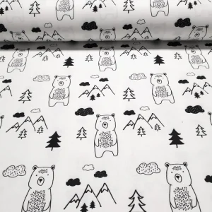 Scandinavian Bear and Trees Fabric