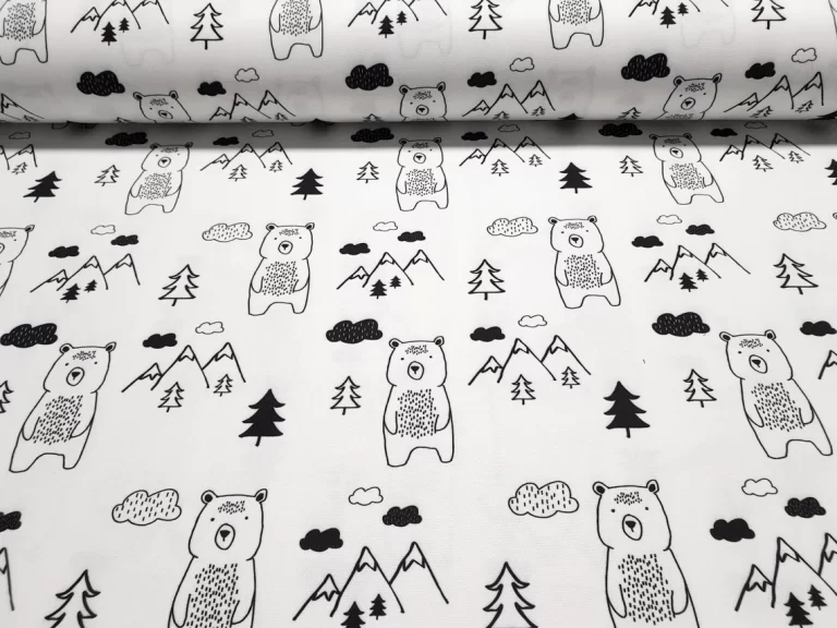 Scandinavian Bear and Trees Fabric