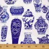 Bleu Blanc Porcelain Vases Fabric