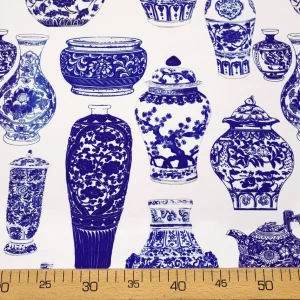 Bleu Blanc Porcelain Vases Fabric