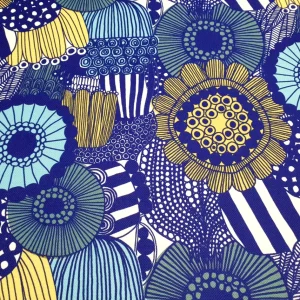 Blue Japanese Flowers Fabric