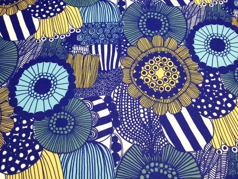Blue Japanese Flowers Fabric