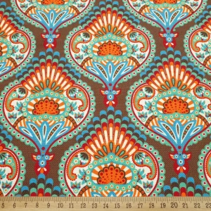 Brown Damask Medallion Fabric
