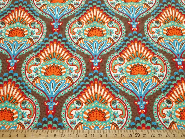 Brown Damask Medallion Fabric