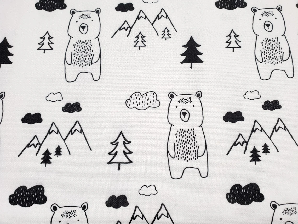 Scandinavian Bear and Trees Fabric