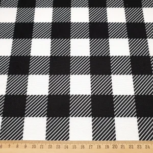 Black White Gingham Fabric