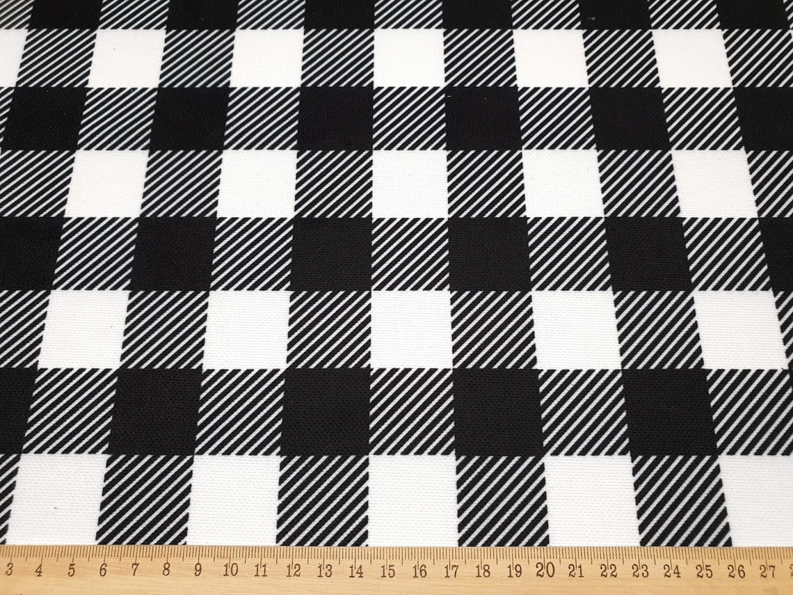 Black White Gingham Fabric