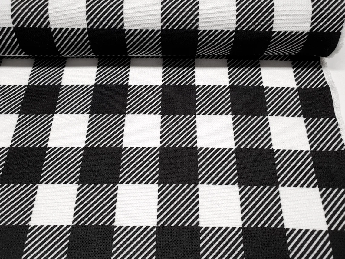 Black White Gingham Fabric