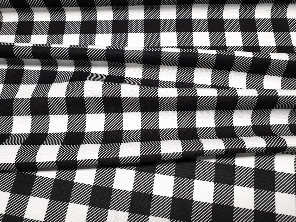Black White Gingham Fabric