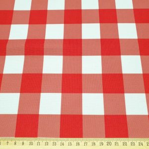 Red White Gingham Fabric