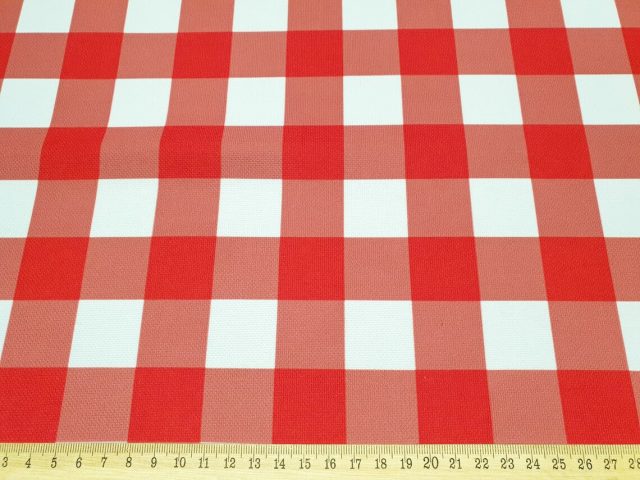 Red White Gingham Fabric
