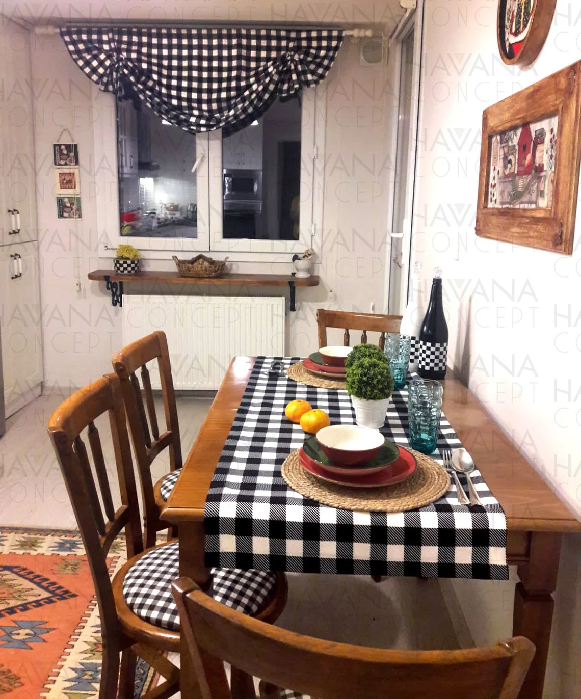 Black White Gingham Fabric