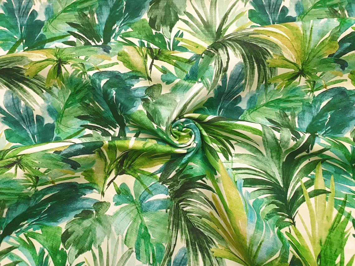 Watercolor Tropical Palm Leaves Fabric