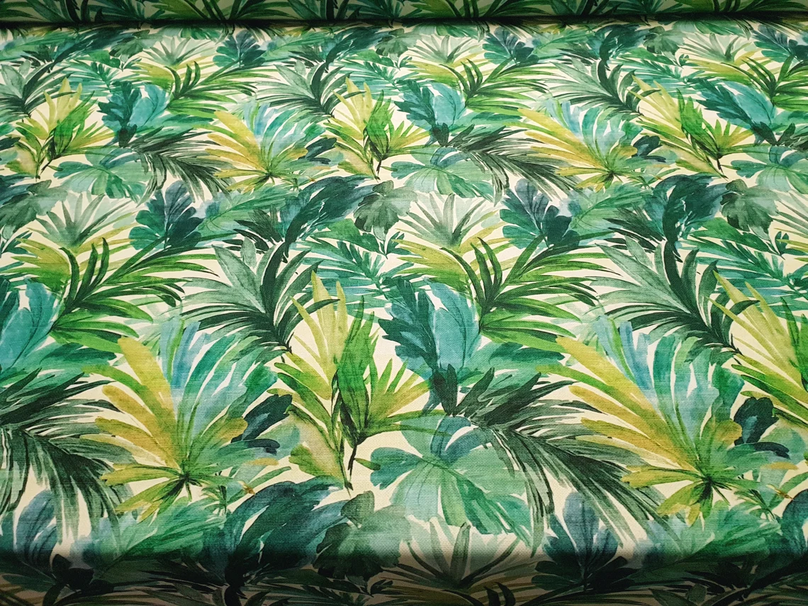 Watercolor Tropical Palm Leaves Fabric