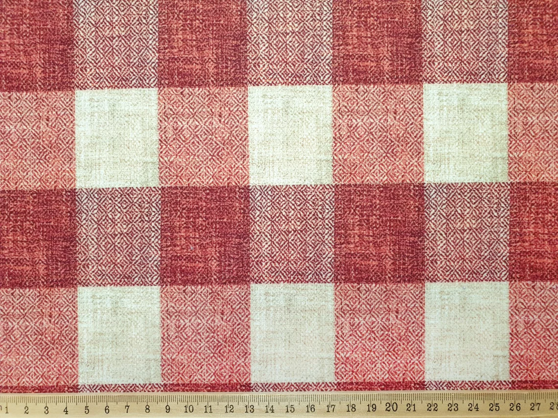 Brick Color Gingham Check Fabric