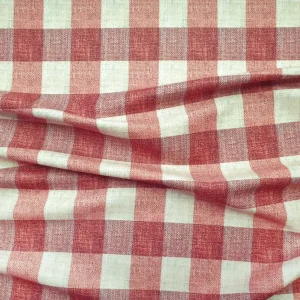 Brick Red Color Gingham Check Fabric