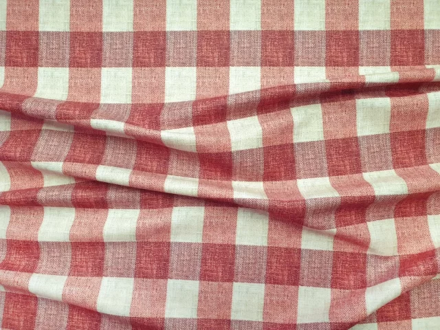 Brick Red Color Gingham Check Fabric