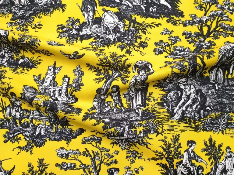 Yellow Toile de Jouy Fabric